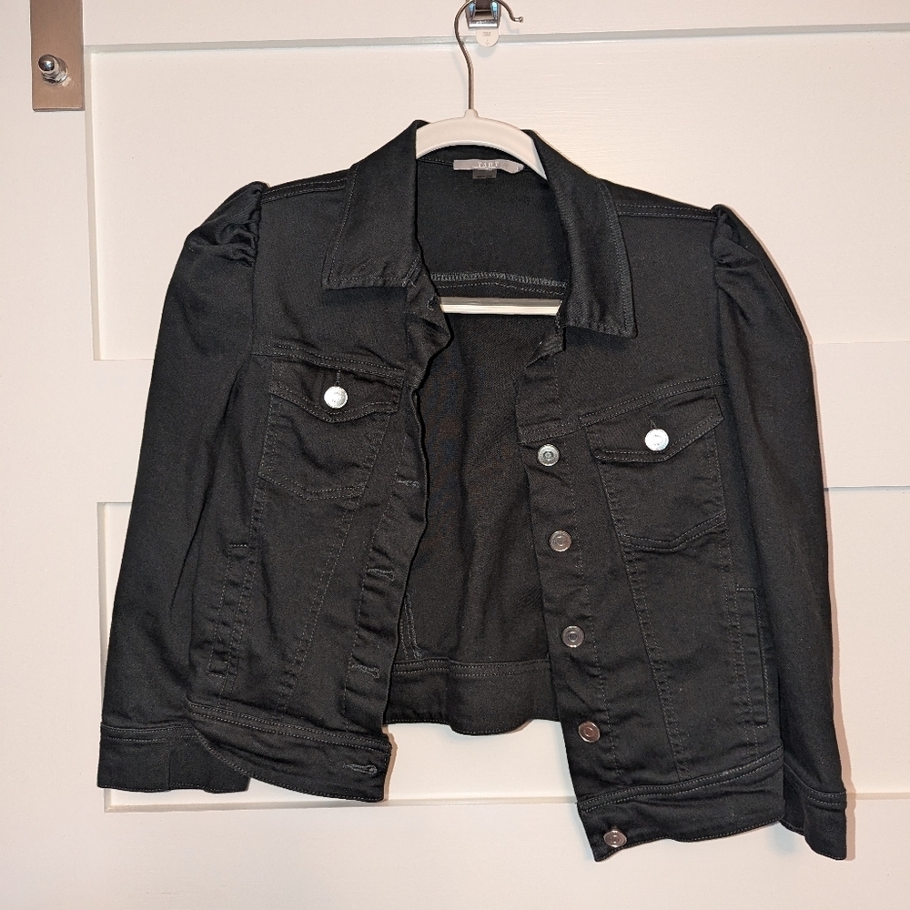 Women's Tart black Denim jacket size small. Black button front jacket size small